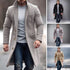 Elegant Men's Woolen Coat with Lapel Pockets - Single Breasted Long Sleeve Jacket Perfect for Autumn and Winter Casual Wear